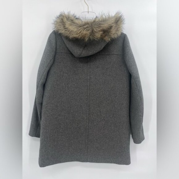 J. Crew Mercantile Gray Vail Wool Blend‎ Winter Coat Faux Fur Trim Women's 4 - Picture 4 of 9